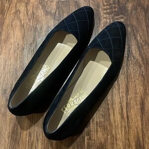 Salvatore ferragamo designer luxury suede quilted heeled loafers flats shoes 9